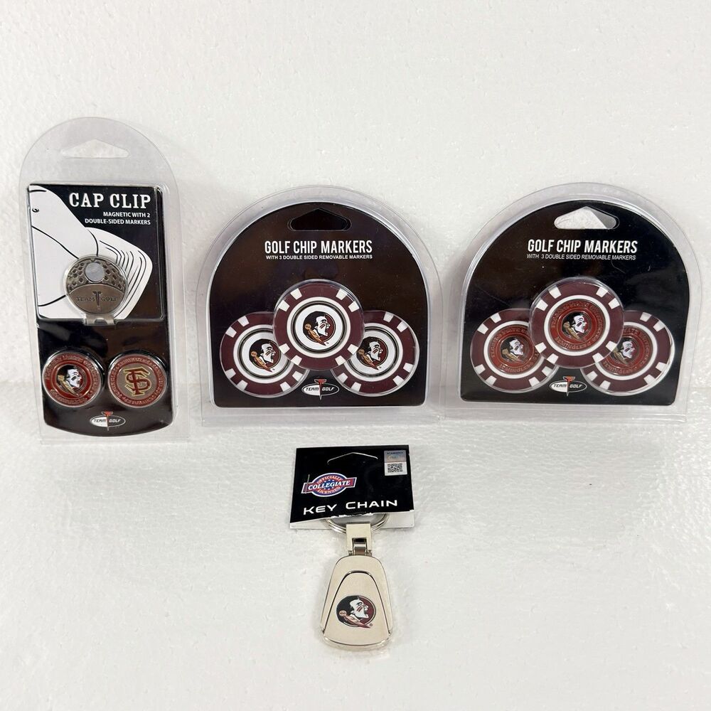 Florida State Seminoles Golf Tool Lot of 4 Ball Markers Divot Tool Hat Clip NEW
